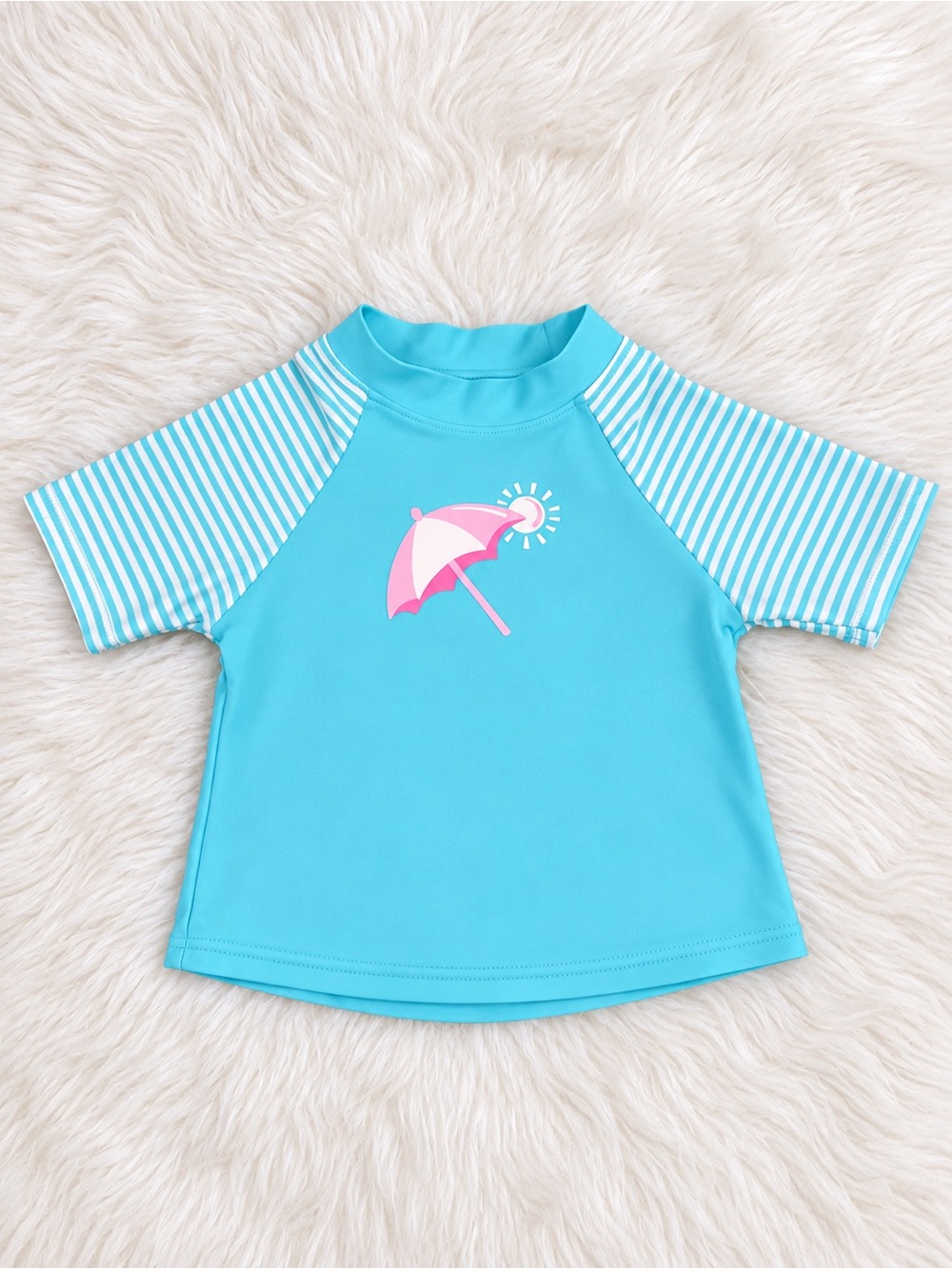 i play. Turquoise Short-Sleeve Rashguard with Pink Umbrella